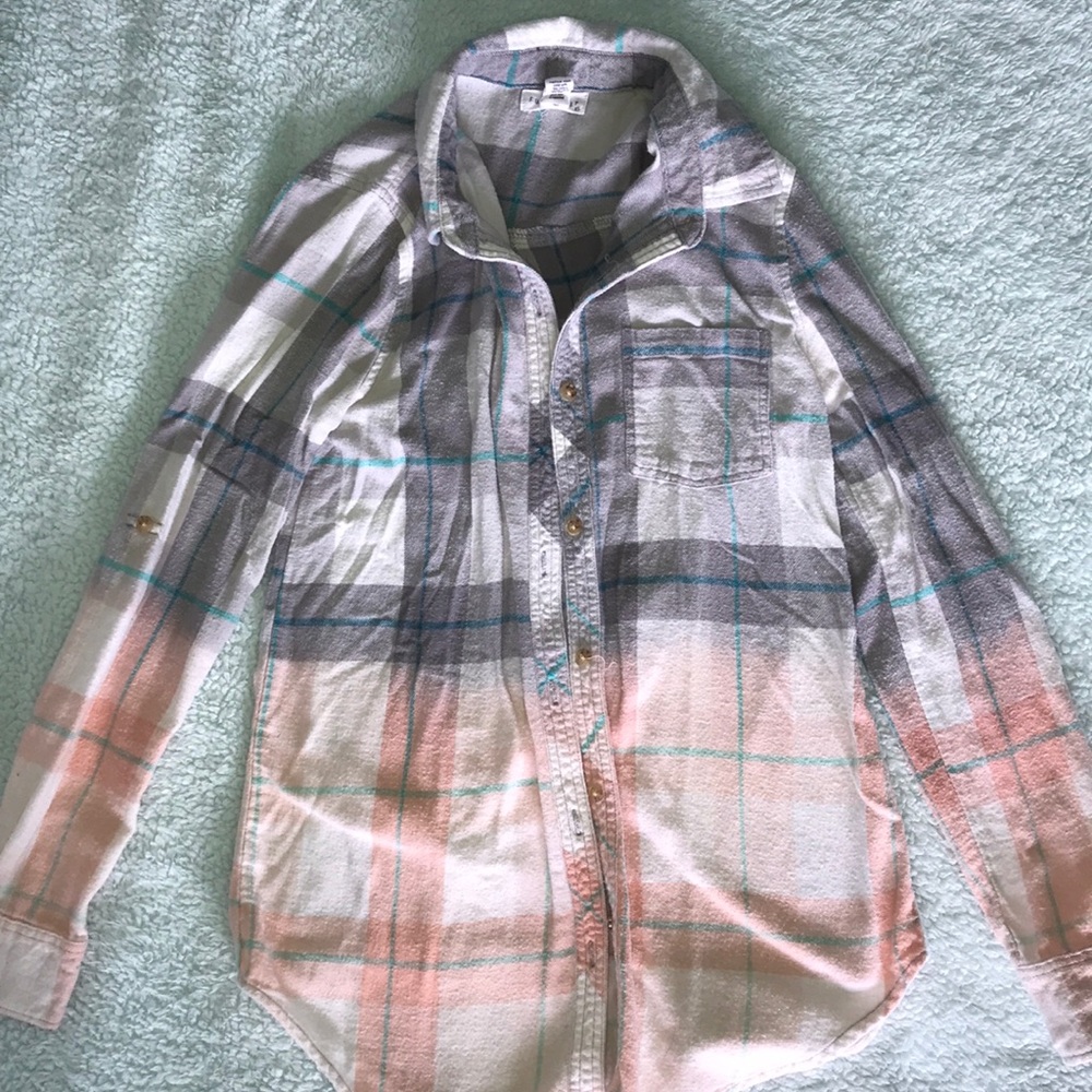 Tilly’s Grey/Orange/Blue Plaid Flannel Woman’s